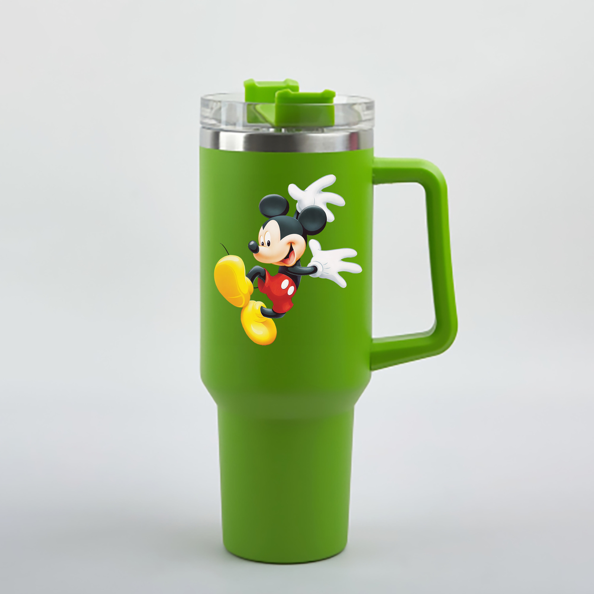 （画像用） ミッキーマウス Mickey Mouse 1200mL車用タンブラー - クリスタルステッカー（プラスチックストロー付き）